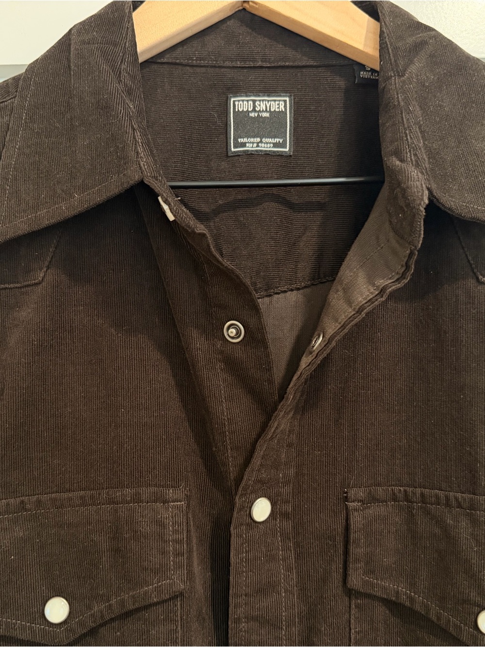 Men's Dark Brown Corduroy Western Shirt - Todd Snyder - Picture 4 of 5